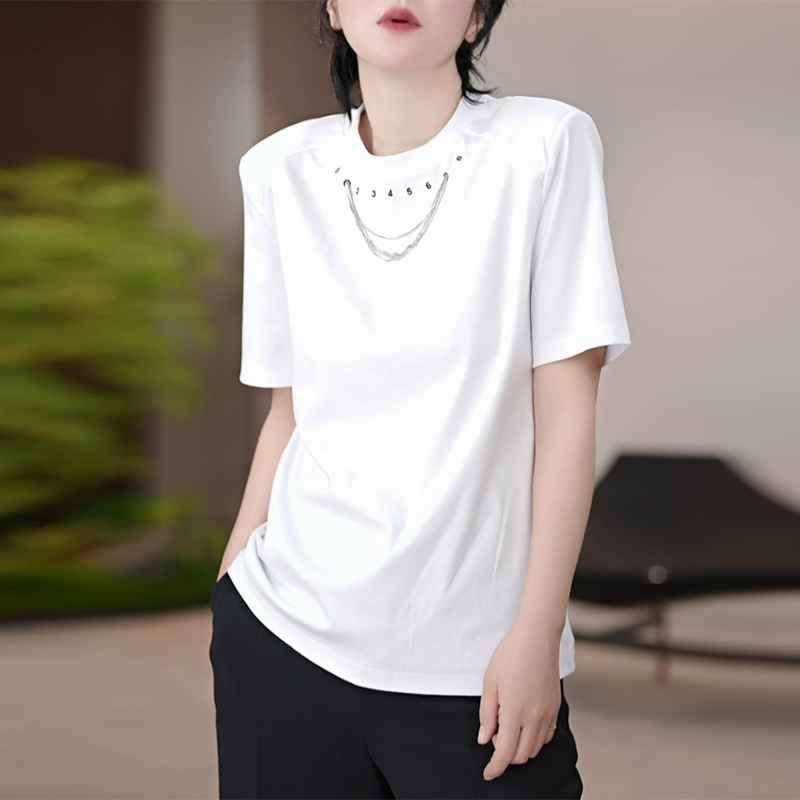 “白日烈焰”休闲百搭数字链条时尚街头短袖T恤/C008