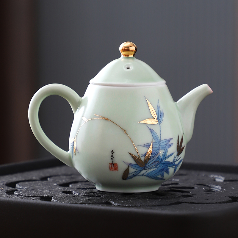 【西泠大咖上新】高风傲然文安壶描金功夫茶具高档中式茶具茶壶HF