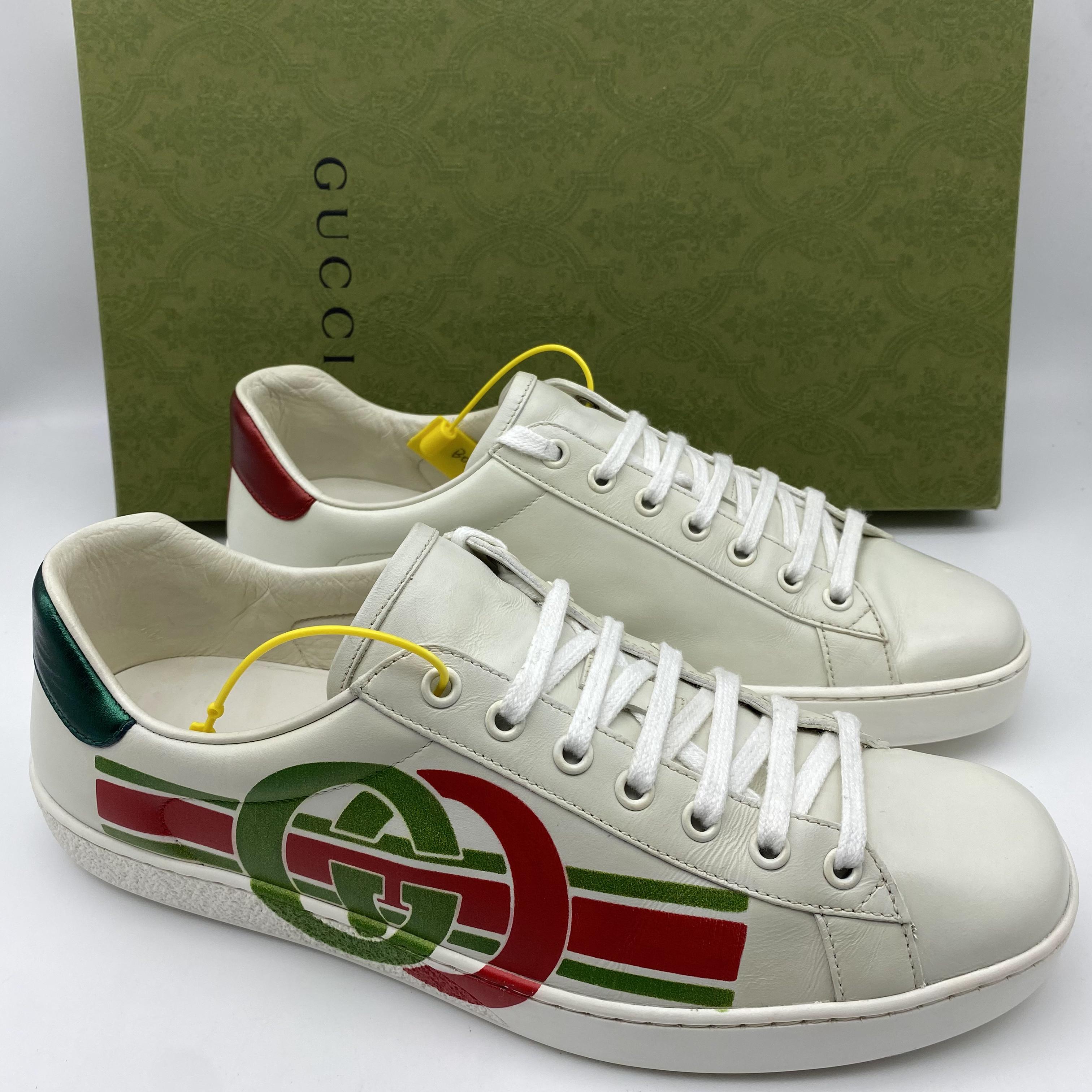 95新 GUCCI/古驰 二手男士经典红绿腰带休闲百搭板鞋/42/42.5欧码