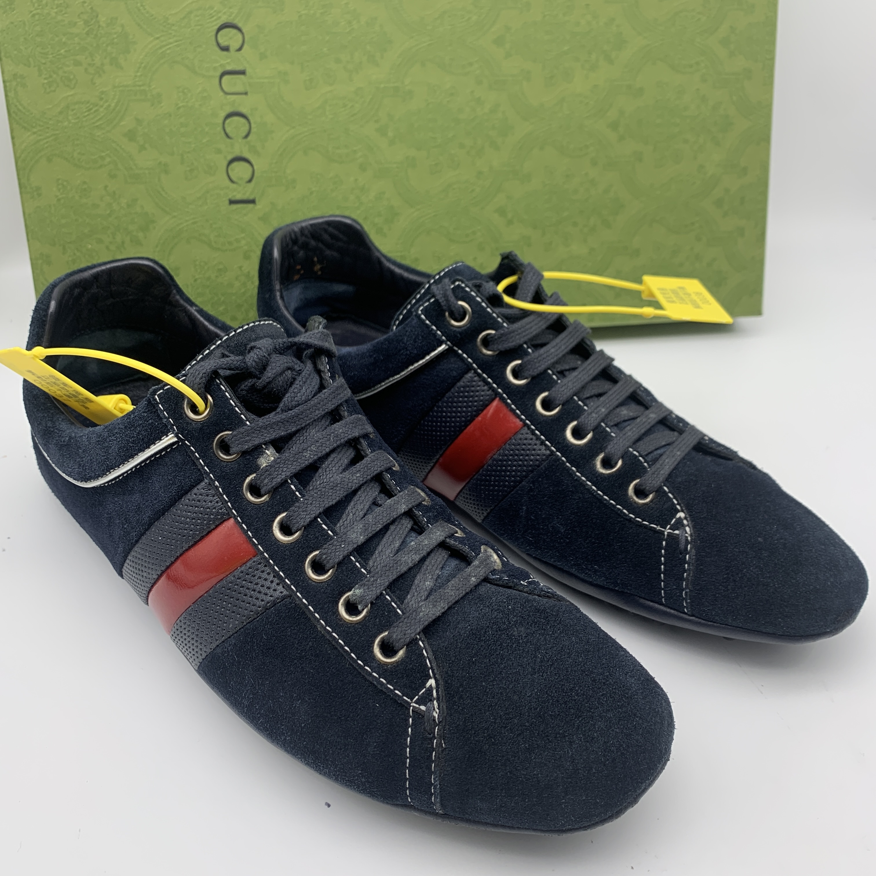 95新 GUCCI/古驰 41码（领星甄选）二手男士藏蓝色麂皮舒适板鞋