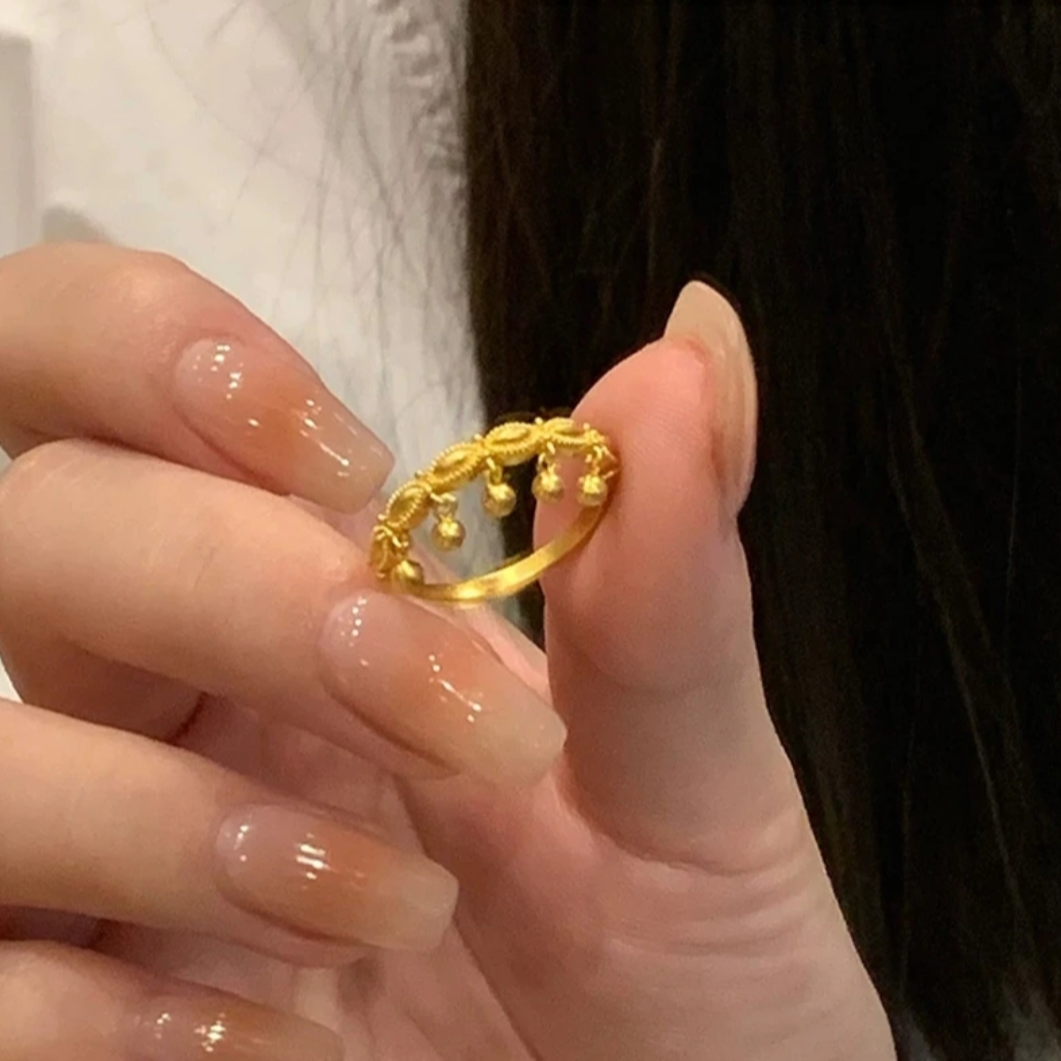 铜合金戒指 轻奢甜美风戒指不掉色可调节戒指ins小众又高级的礼物