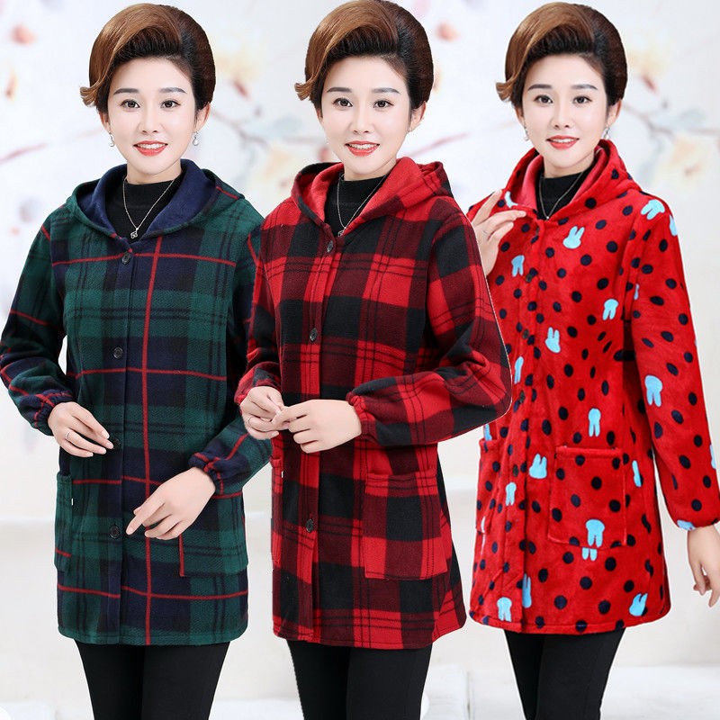 冬季新款法兰绒罩衣成人女秋冬款加绒加厚工作服围裙羽绒服防护衣