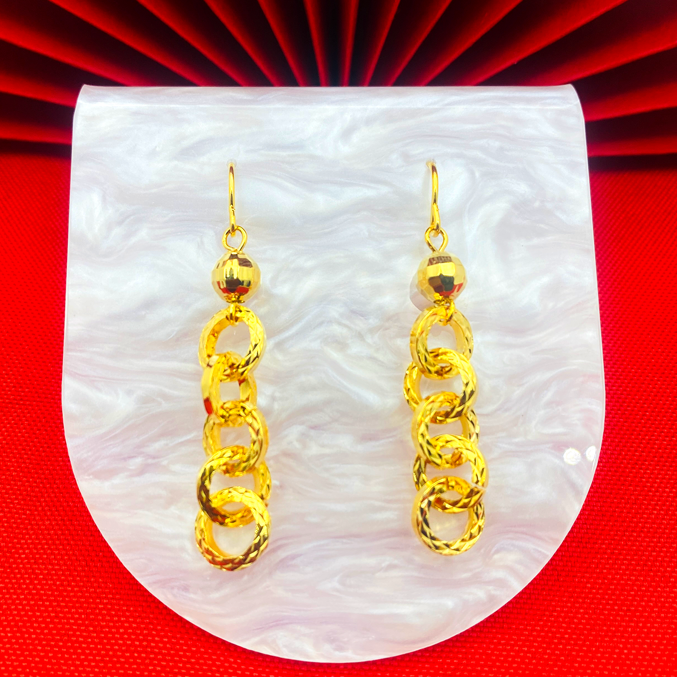 铜合金耳饰  【五连环耳钩】精美防过敏时尚百搭优雅不掉色耳环