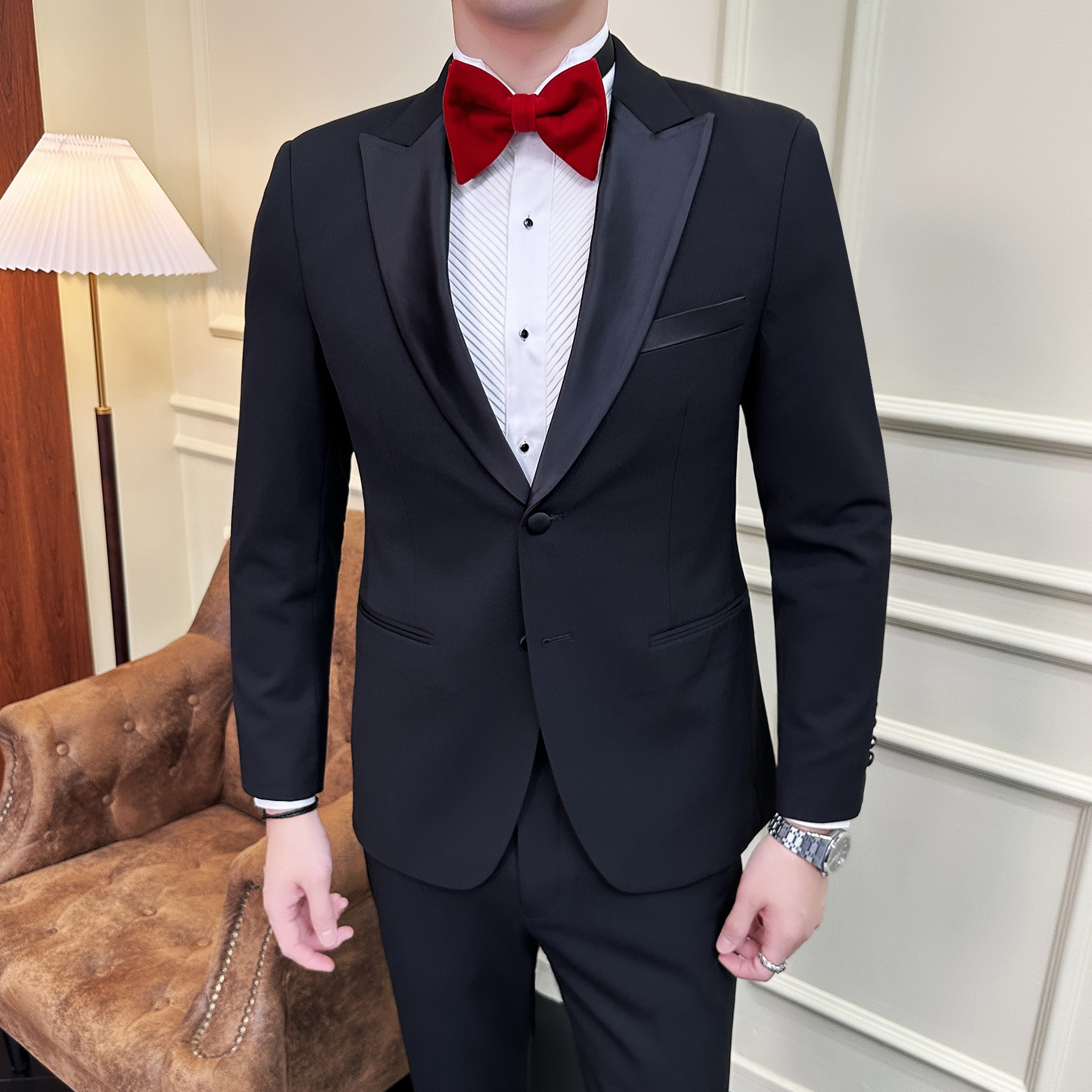 婚宴高端礼服双扣西服套装 枪驳领套装 司仪西服 GD012男士结婚