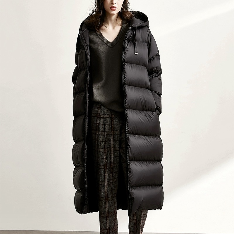 M大牌高货经典冬季女款白鹅绒连帽中长款羽绒服加厚保暖户外防风