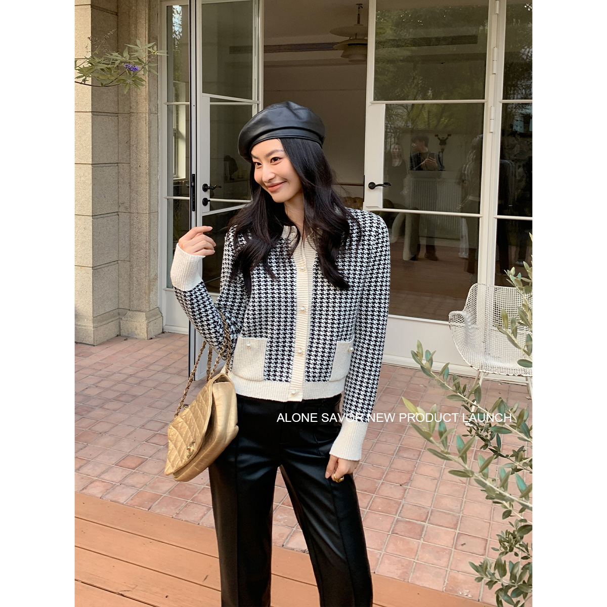 【ALONE SAVOR】新款气质秋冬千鸟格上衣U154