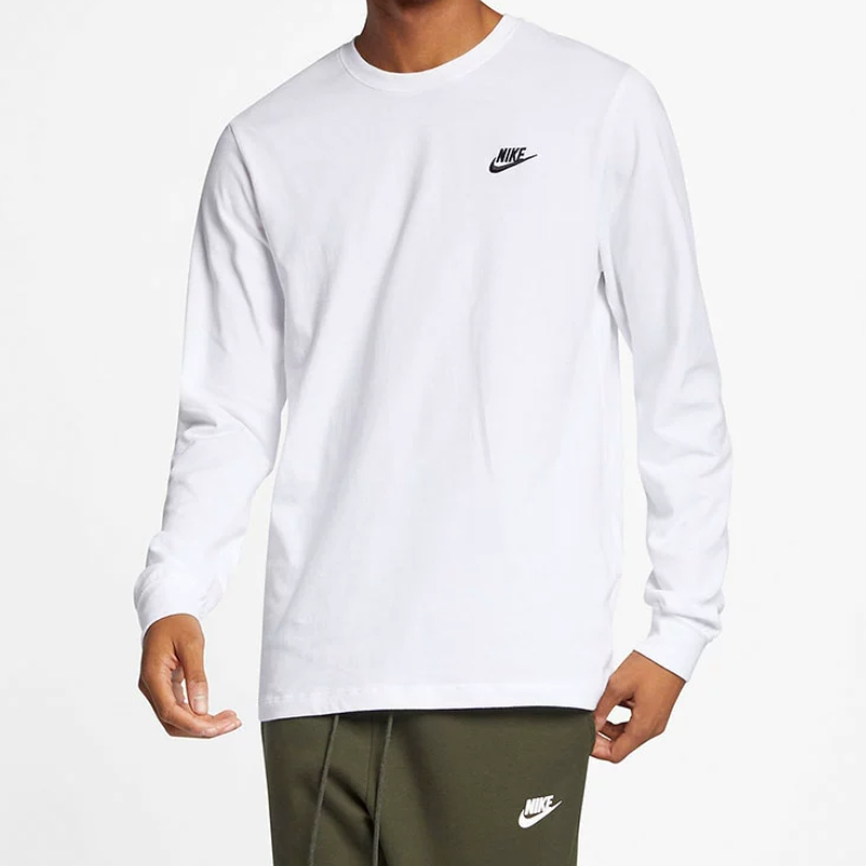 【滔搏联动】NIKE耐克CLUB TEE雪花白超百搭打底长袖T恤AR5194-100