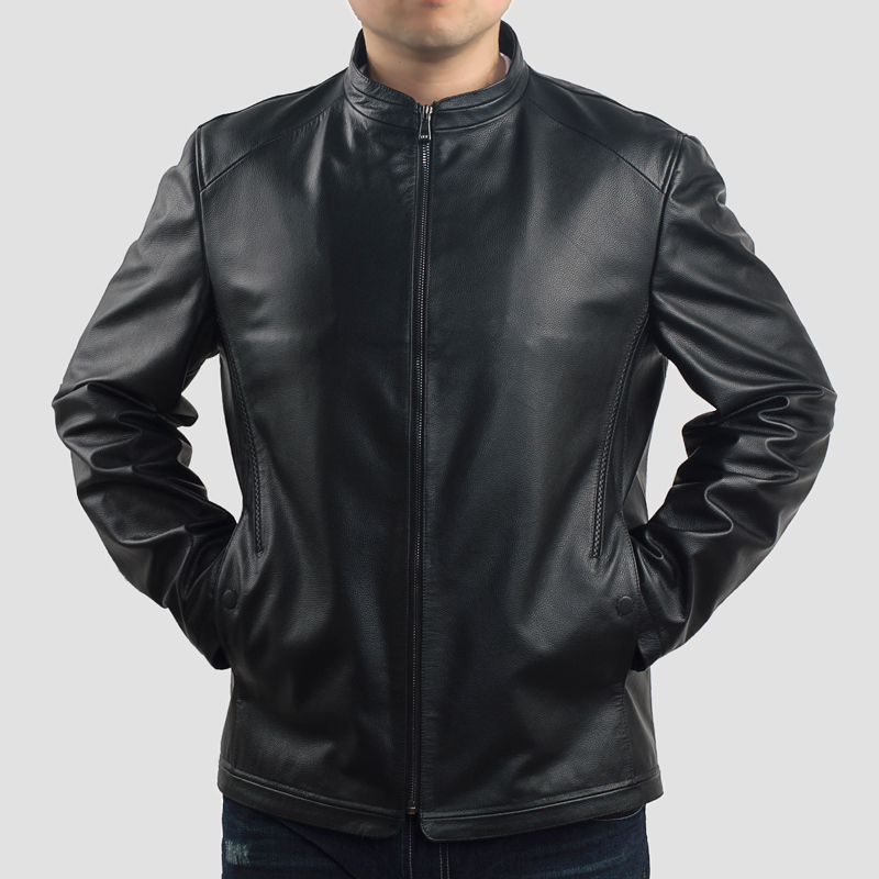 真皮皮衣男士秋冬季商务休闲皮夹克立领男款薄款时尚牛皮春秋薄款