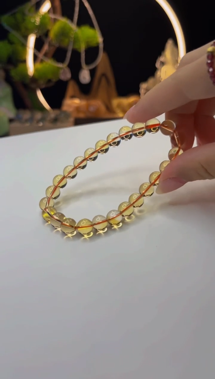 【闪购商品】黄晶手串未镶嵌天然巴西黄水晶手串7.5mm+