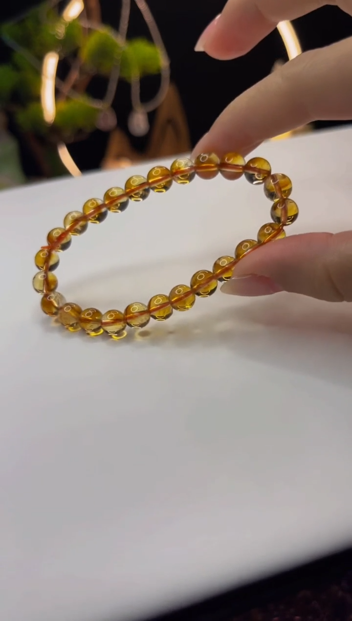 【闪购商品】水晶手串未镶嵌天然巴西黄水晶暴力黄手串7mm
