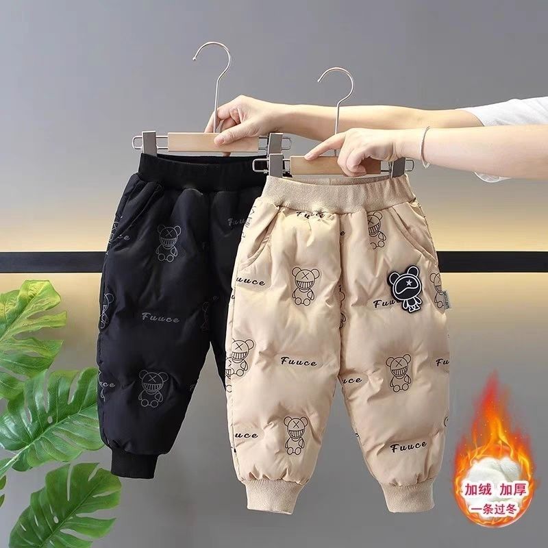 男童加绒裤子一条过冬2023新款儿童冬季宝宝绒裤子特厚防风保暖裤