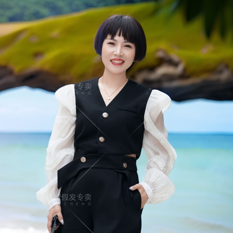 40号挑染波波头假发