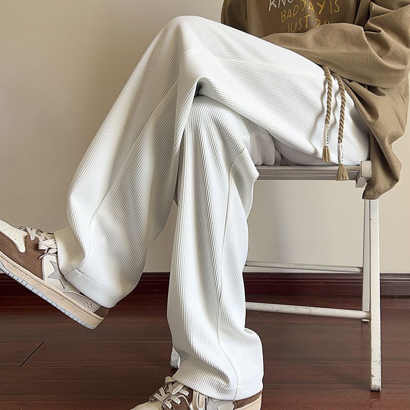 裤子男秋冬季新款加绒加厚阔腿裤垂感宽松休闲运动直筒大码卫裤男