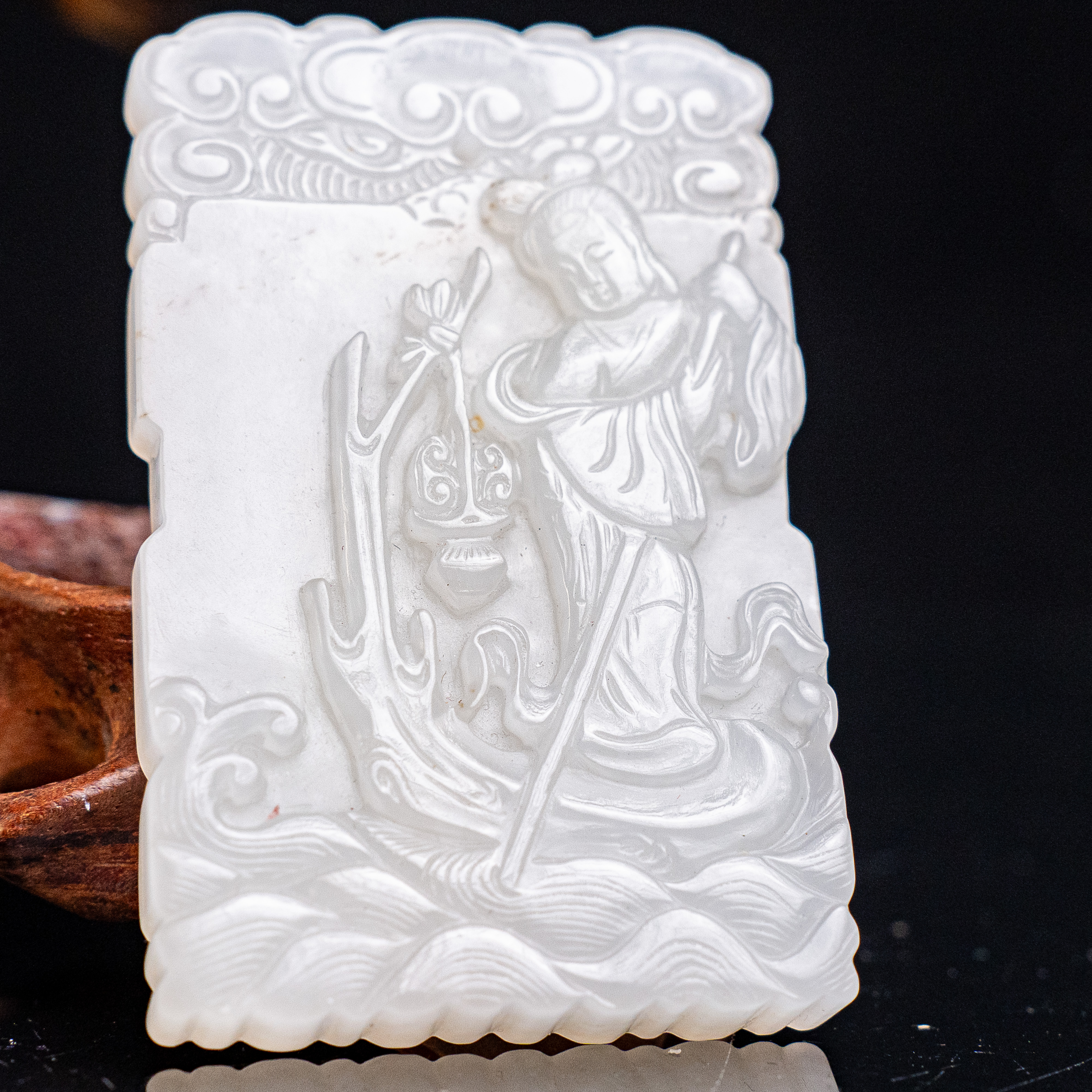 1264清代和田玉麻姑献寿玉牌1248