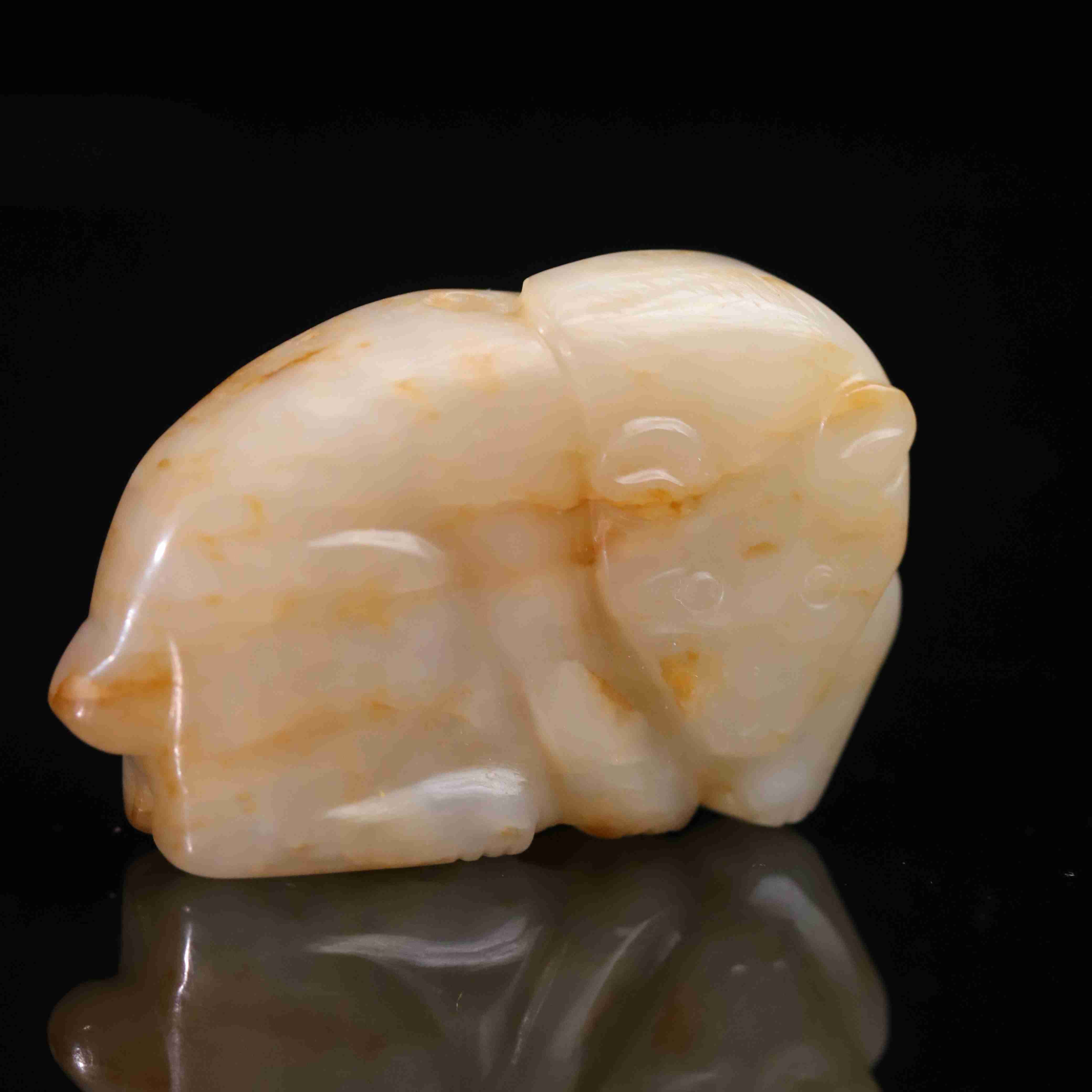 68明代和田玉玉熊花件1370