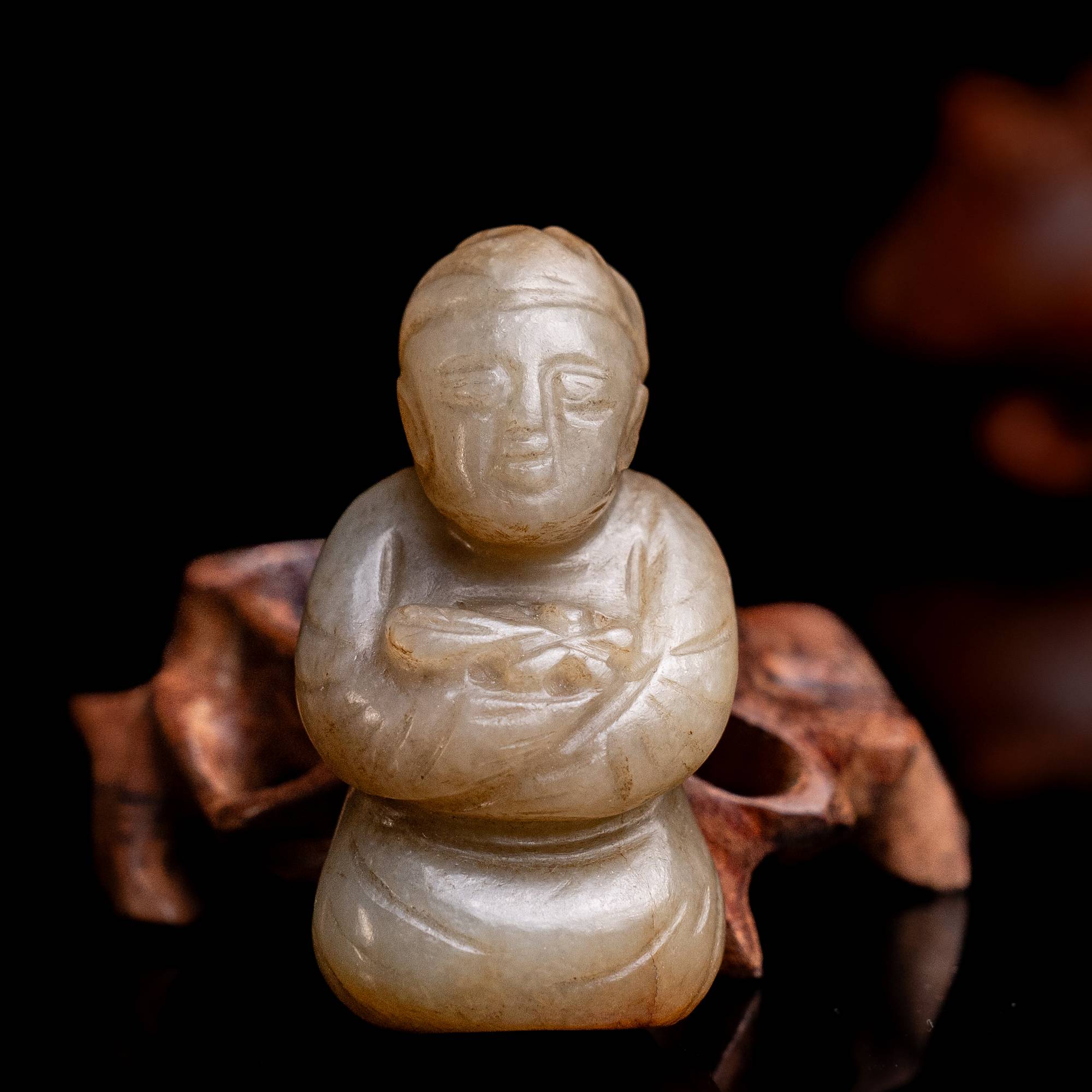 1193明代和田玉童子花件910