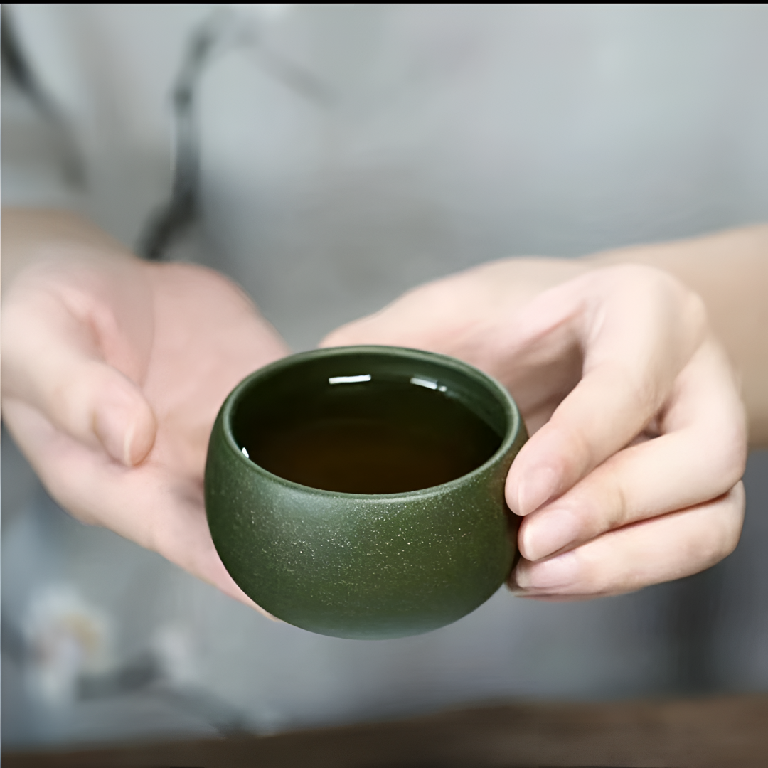 宜兴紫砂绿泥矮主人杯（发双杯）