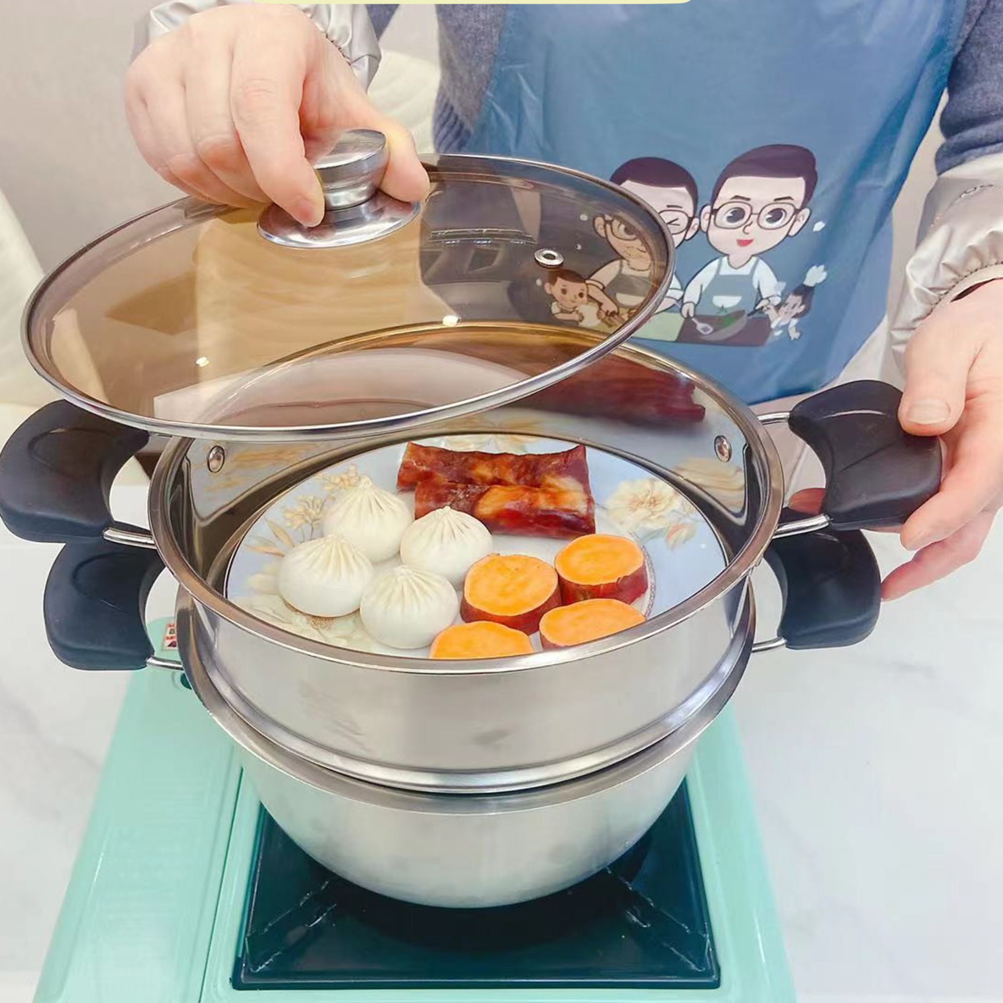 FL 加厚复合不锈钢汤蒸锅 24cm