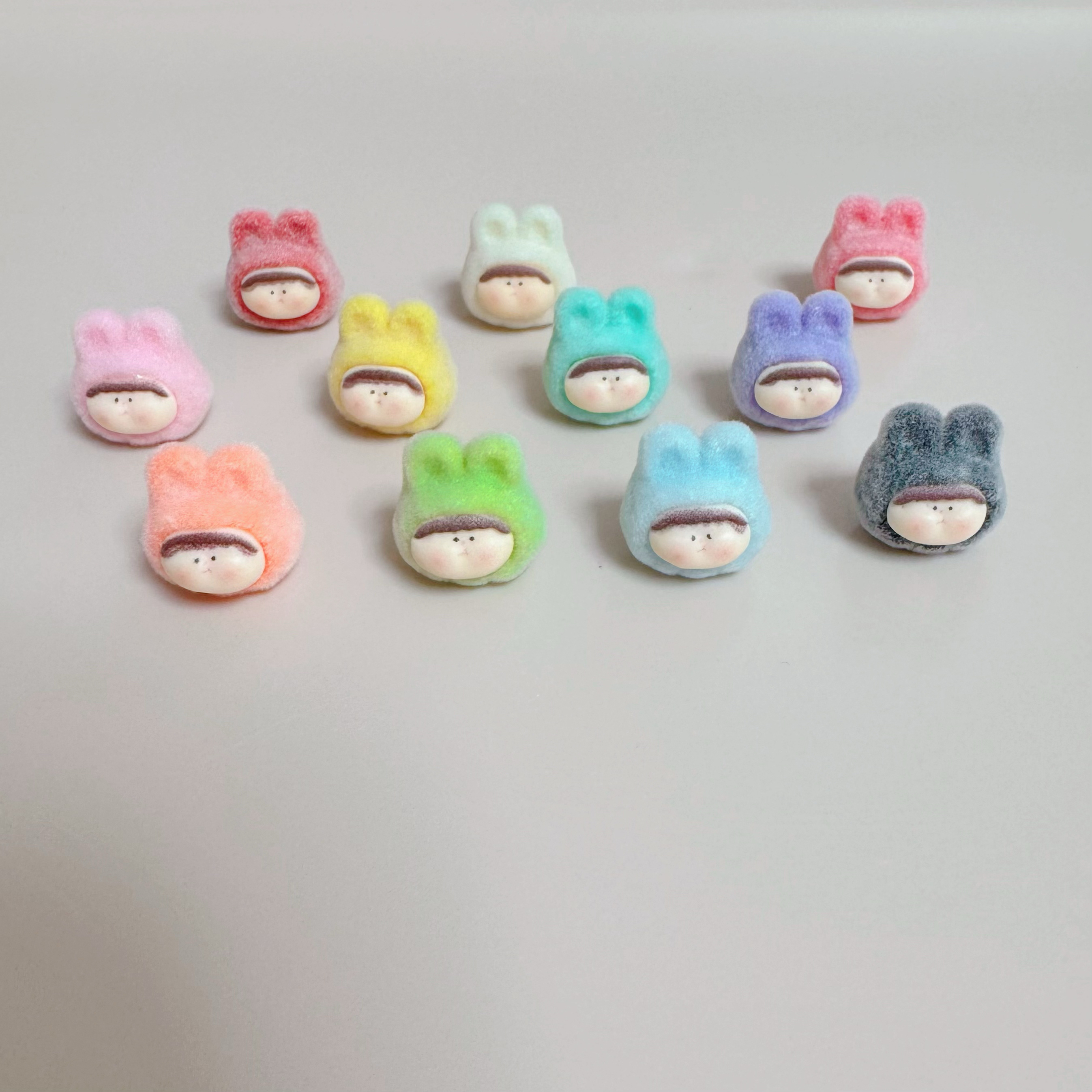 「对对碰+4许愿or小惊喜」mini植绒小脑袋 diy树脂桌面摆件