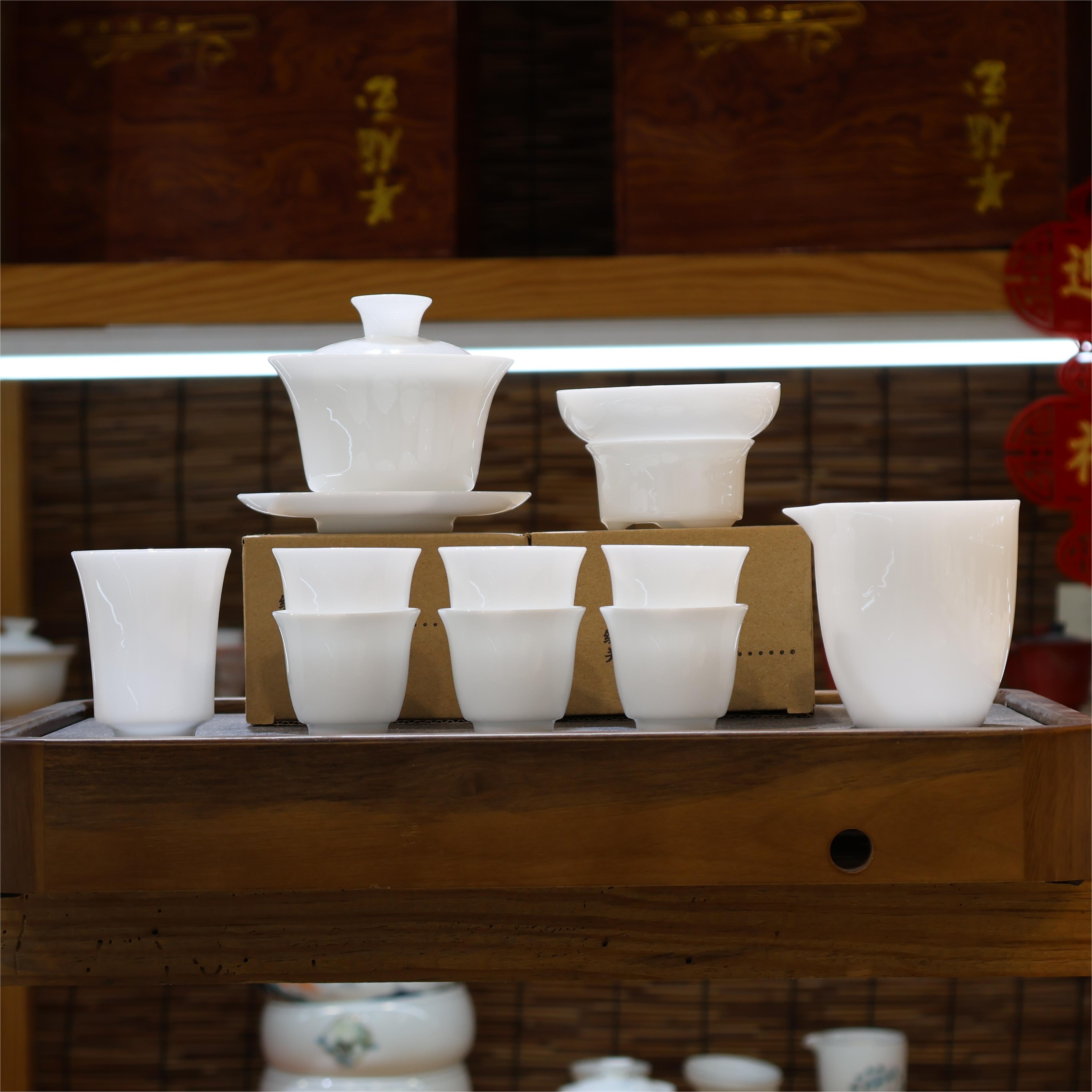 【有一窑】冰种玉瓷纯白茶具套装