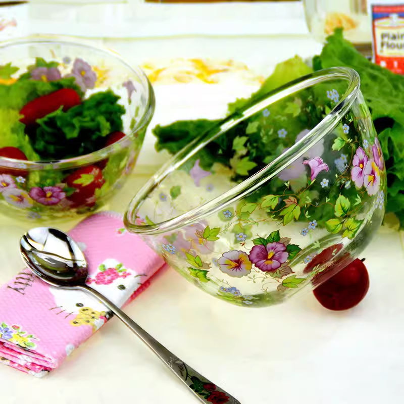 韩国玻璃碗蔬菜水果盘汤碗沙拉碗泡面碗家用甜品碗无铅饭碗微波炉