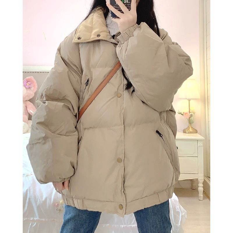 美式复古棉服外套女冬季2023新款设计感色宽松加厚棉衣面包服潮