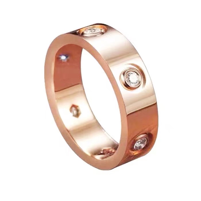 钛钢戒指 热卖轻奢时尚钛钢LOVE戒指宽版6MM情侣