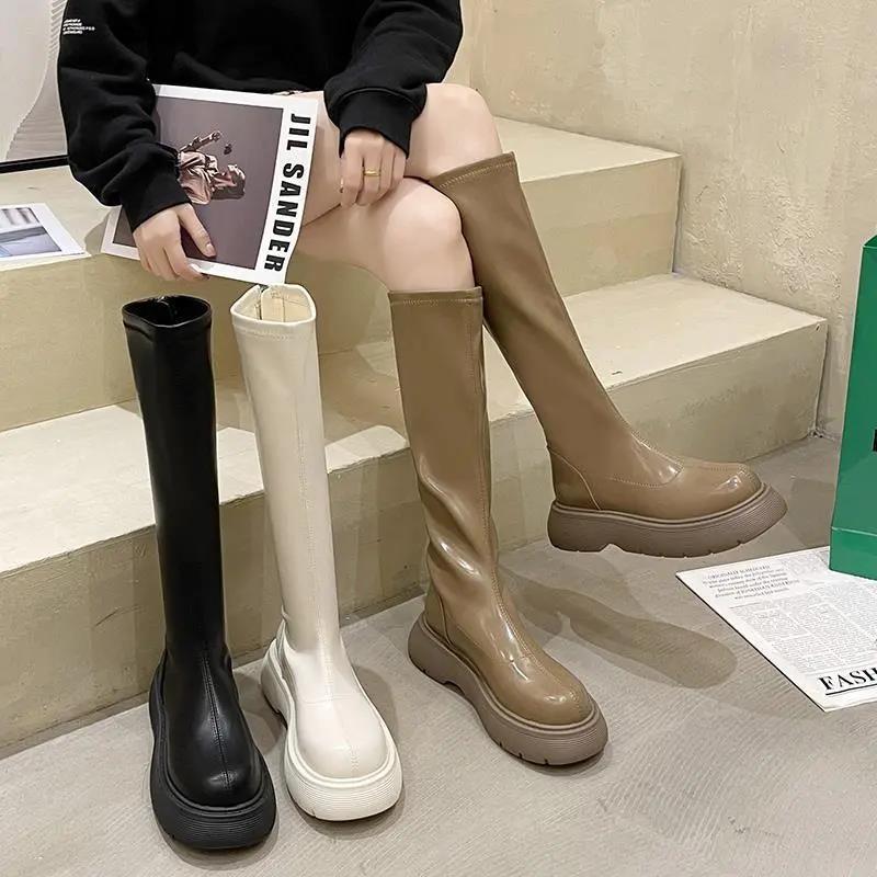 红蜻蜓牌增高显瘦不过膝长靴女2023年新款高筒时尚百搭小个子英伦