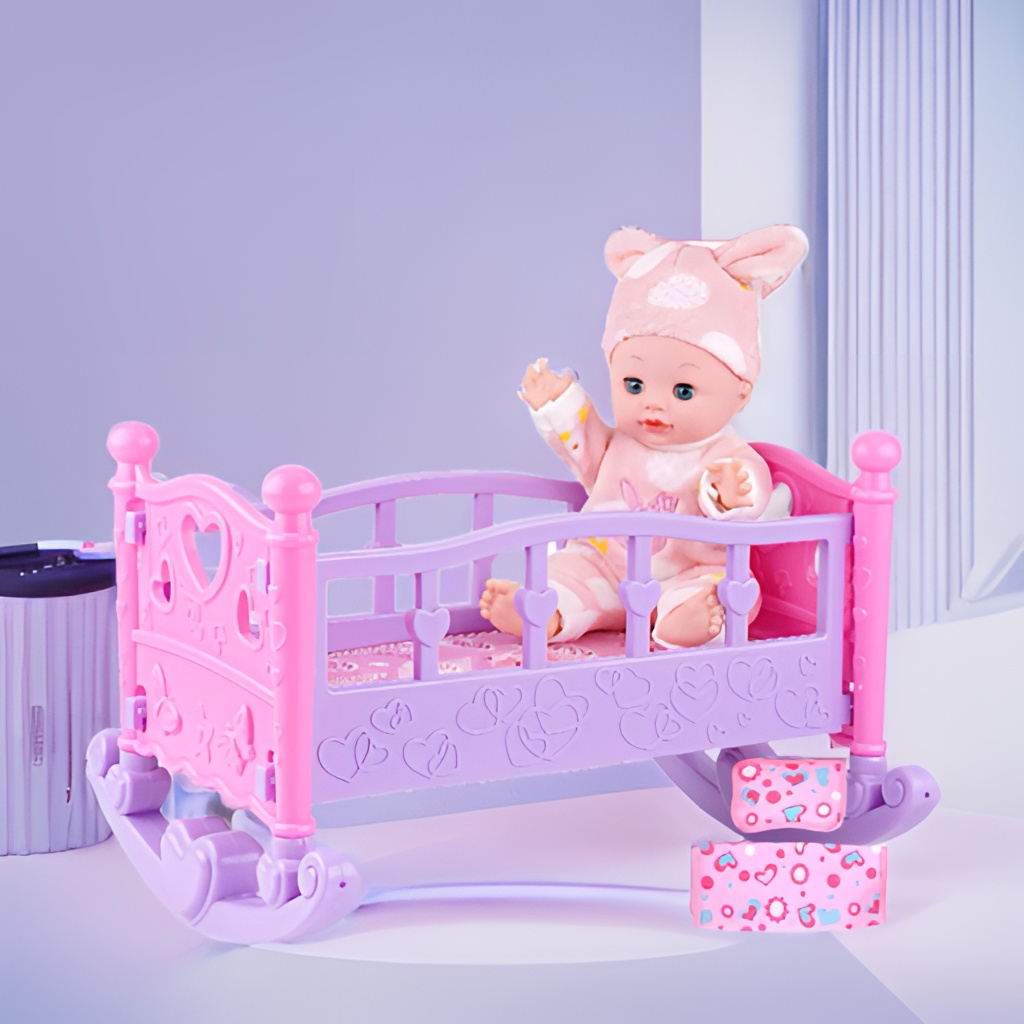 摇摇小床摇篮娃娃玩具仿真男女孩说话喝水睡觉可爱过家家