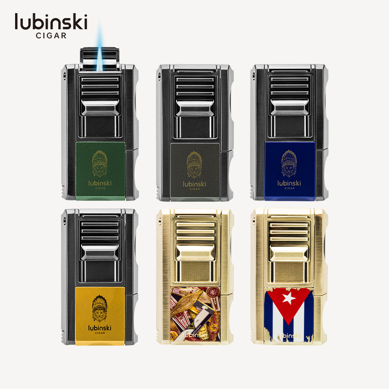 LUBINSKI 锌合金多功能单直冲雪茄打火机 YJA-10057