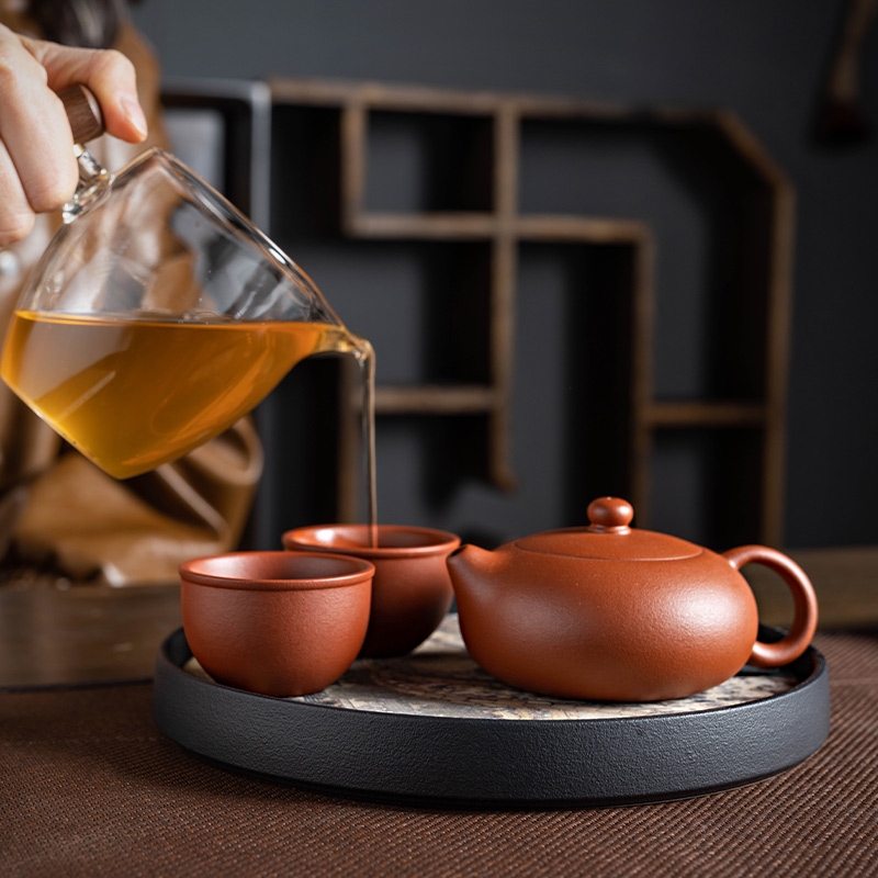 原矿紫砂壶大红袍小品扁西施橘皮朱泥壶泡茶壶家用功夫茶具单壶