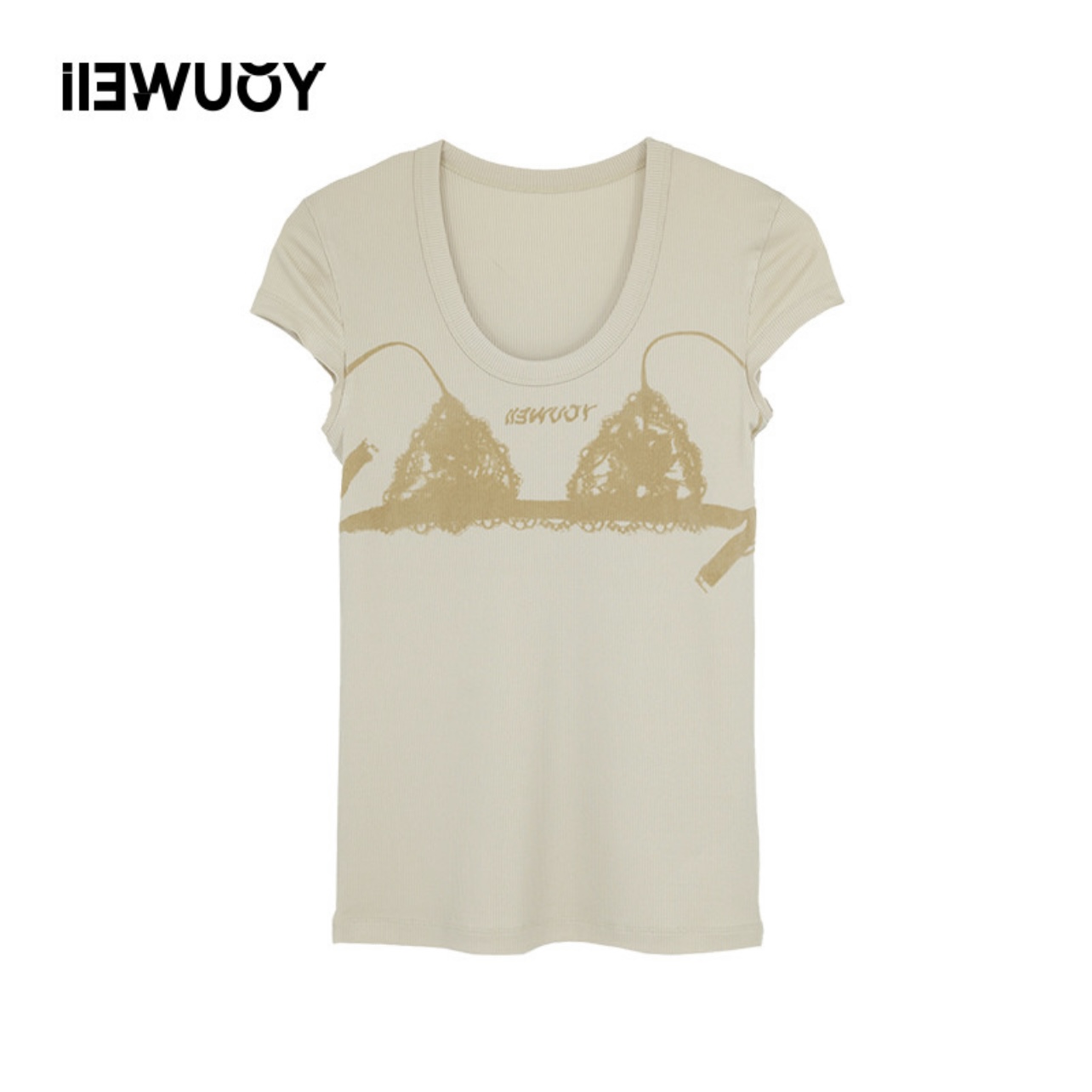 有尾YOUWEI女装Y1123212蕾丝印花短袖T恤2023夏季新品 • 黑色S