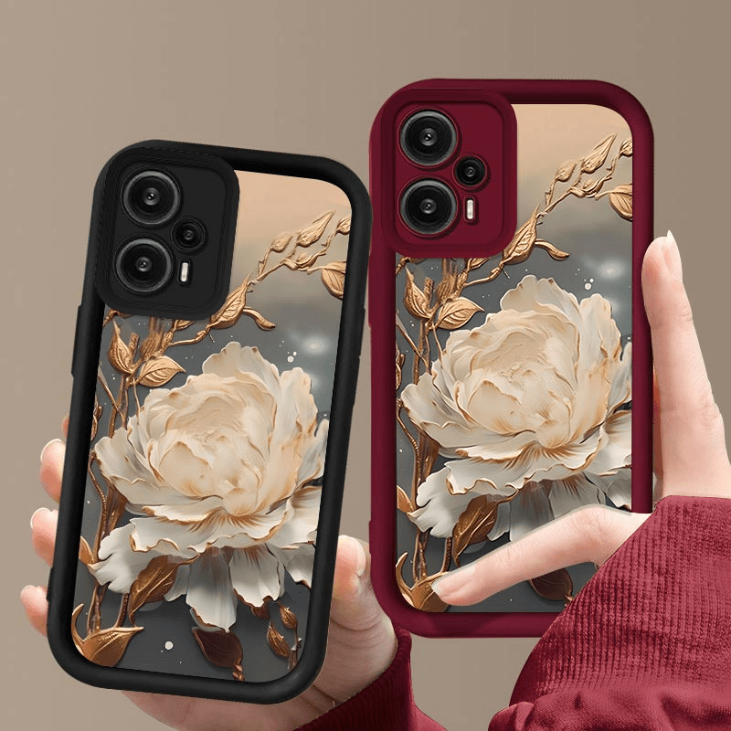 适用昙花盛开红米Note12Turbo手机壳天眼阶梯高级感硅胶全包防摔