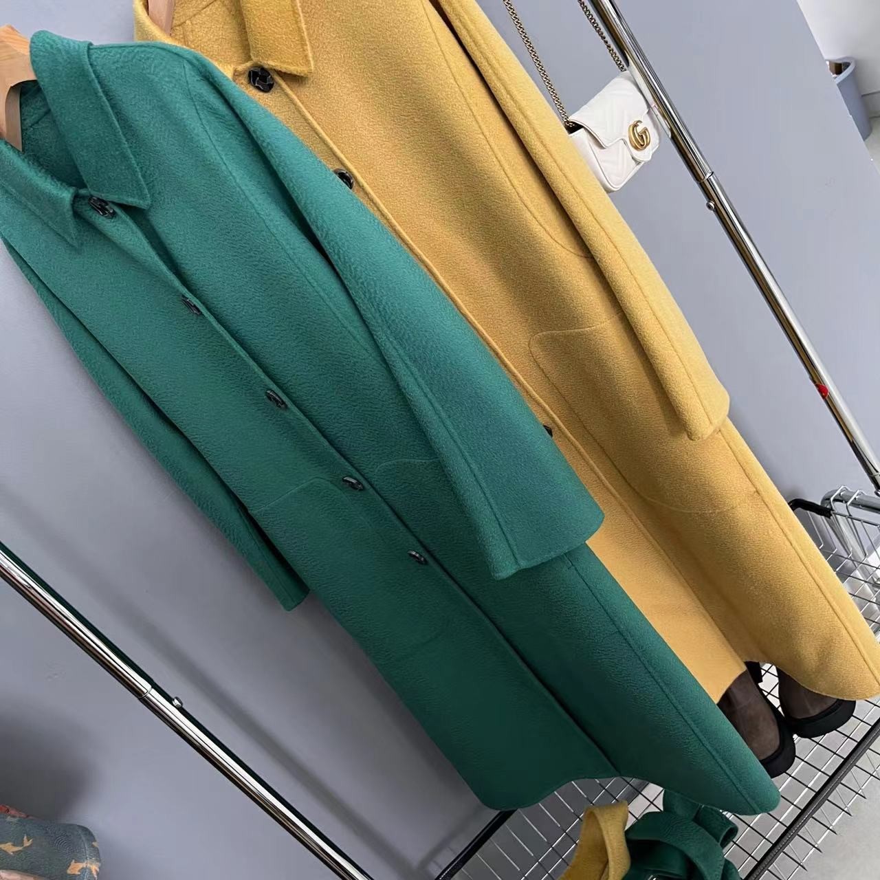 12696「哎呦家」水波纹羊毛大衣