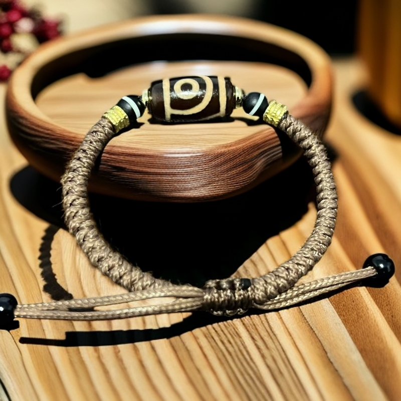 玛瑙牙黄如意二眼手链