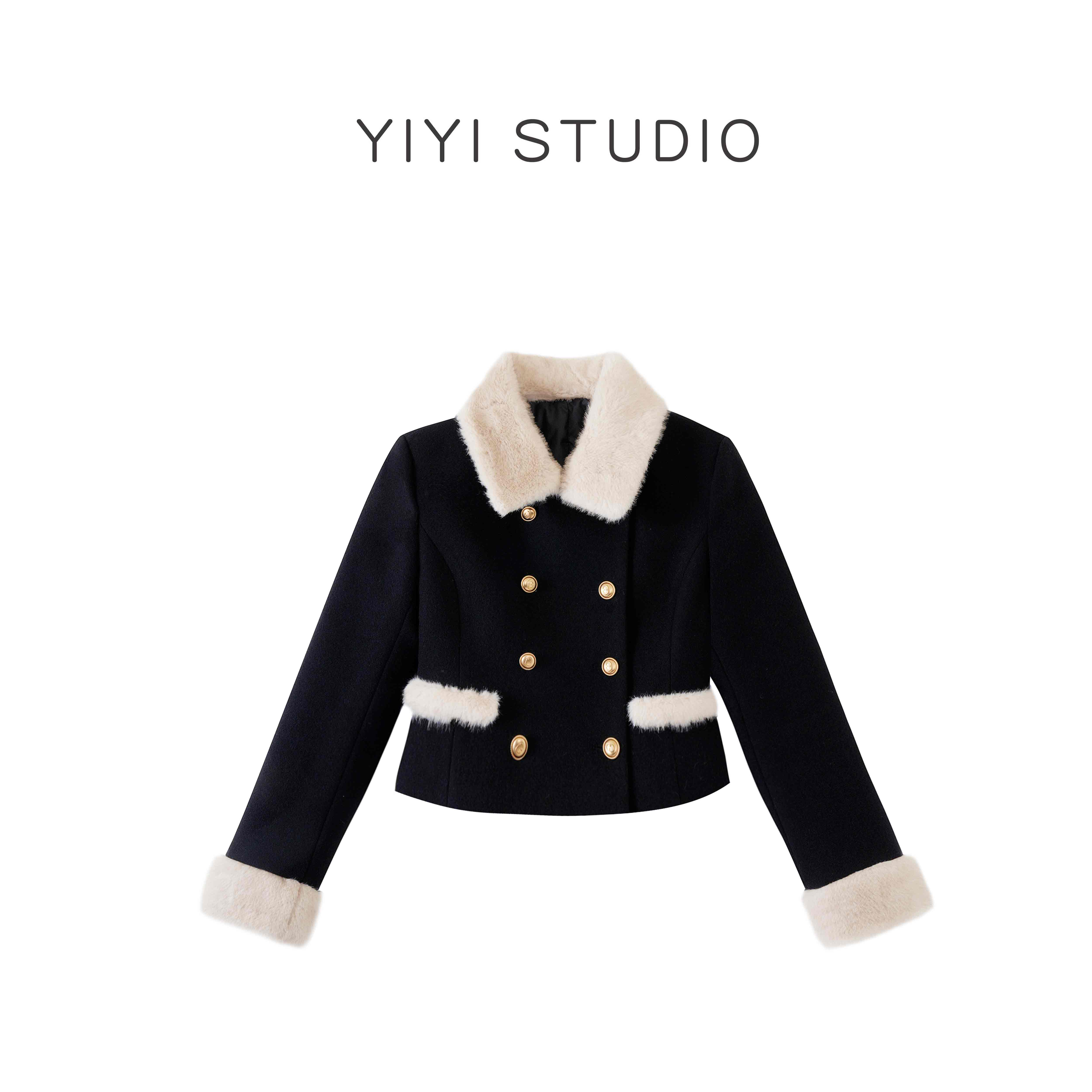 【高阶感】<YiYiii>名媛风加厚气质小香翻领毛毛羽绒服外套