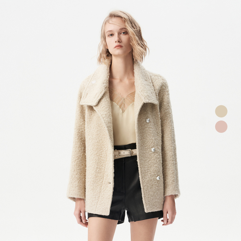 IRO Night 秋冬新款泰迪绒肌理感绵羊毛立领外套