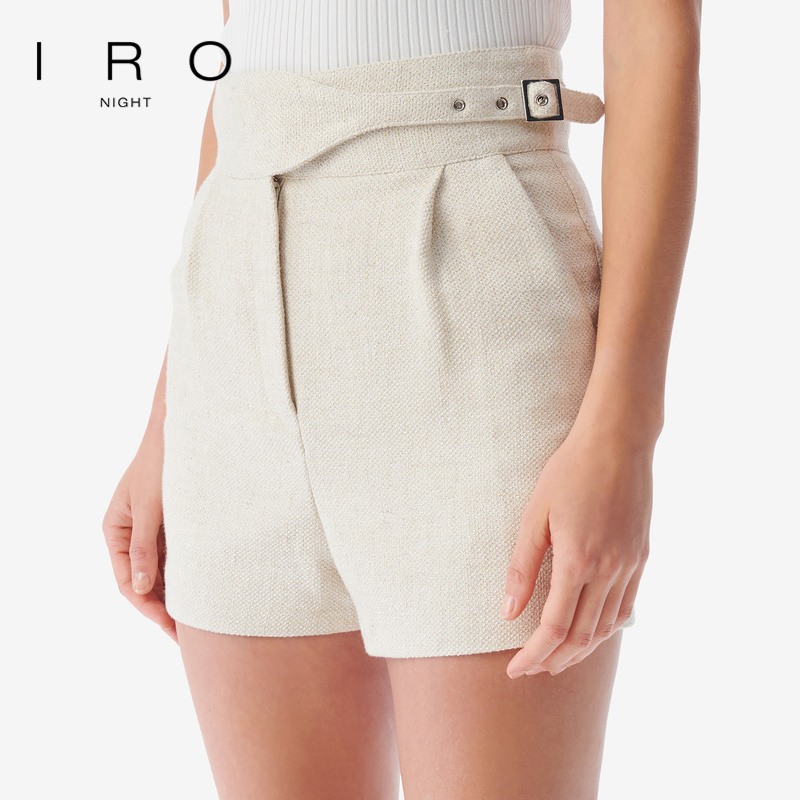 IRO Night 棉麻西装短裤直筒含腰带法式老钱风职场通勤夏季女装