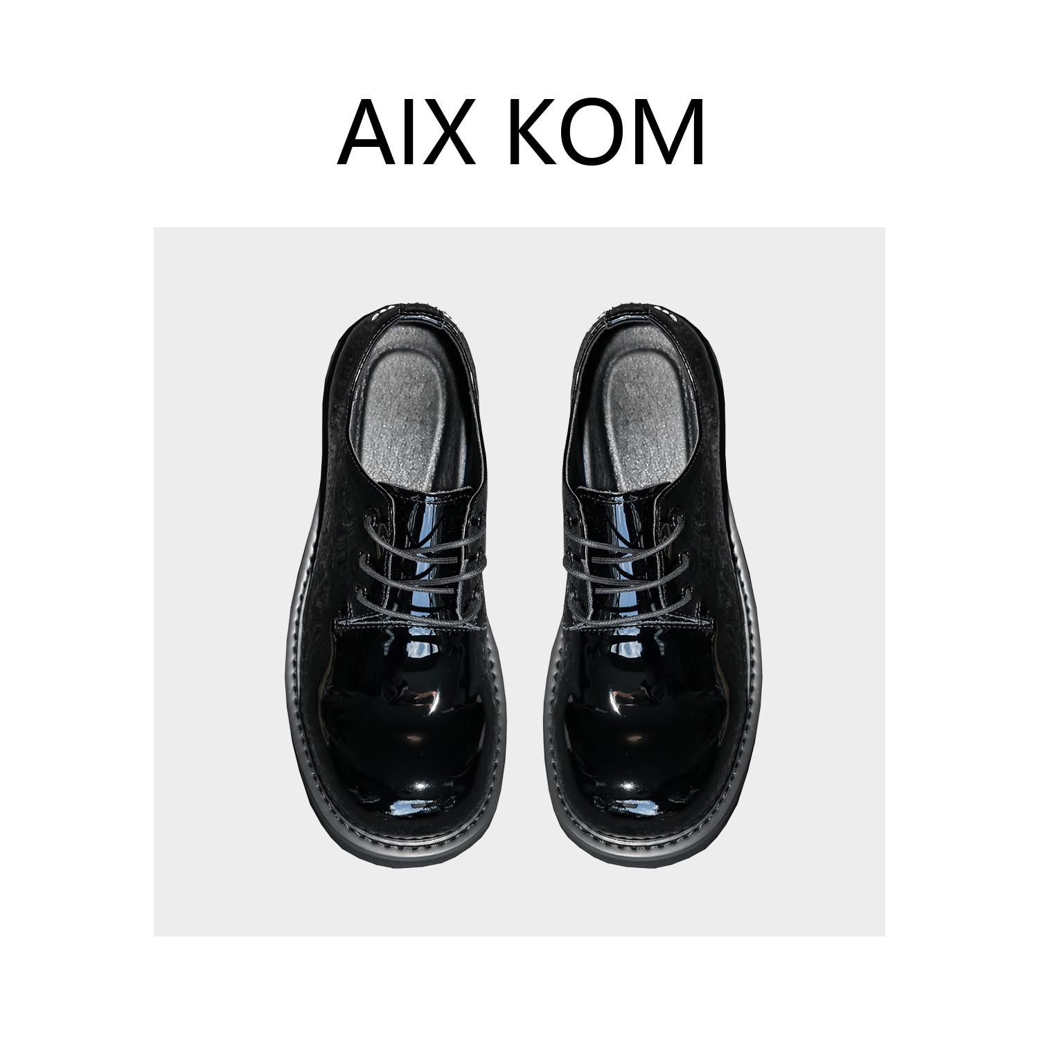 AIX KOM｜新款潮流韩版黑色复古英伦风圆头百搭皮鞋时尚德比鞋厚底