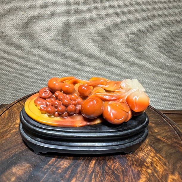 寿山石老矿三彩汶洋石·多子多福多寿（陈汉斌作）