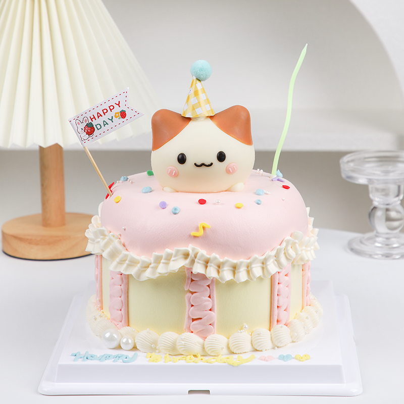 小猫咪巧克力蛋糕装饰摆件卡通黄油小熊猪狗兔子动物巧克力插件