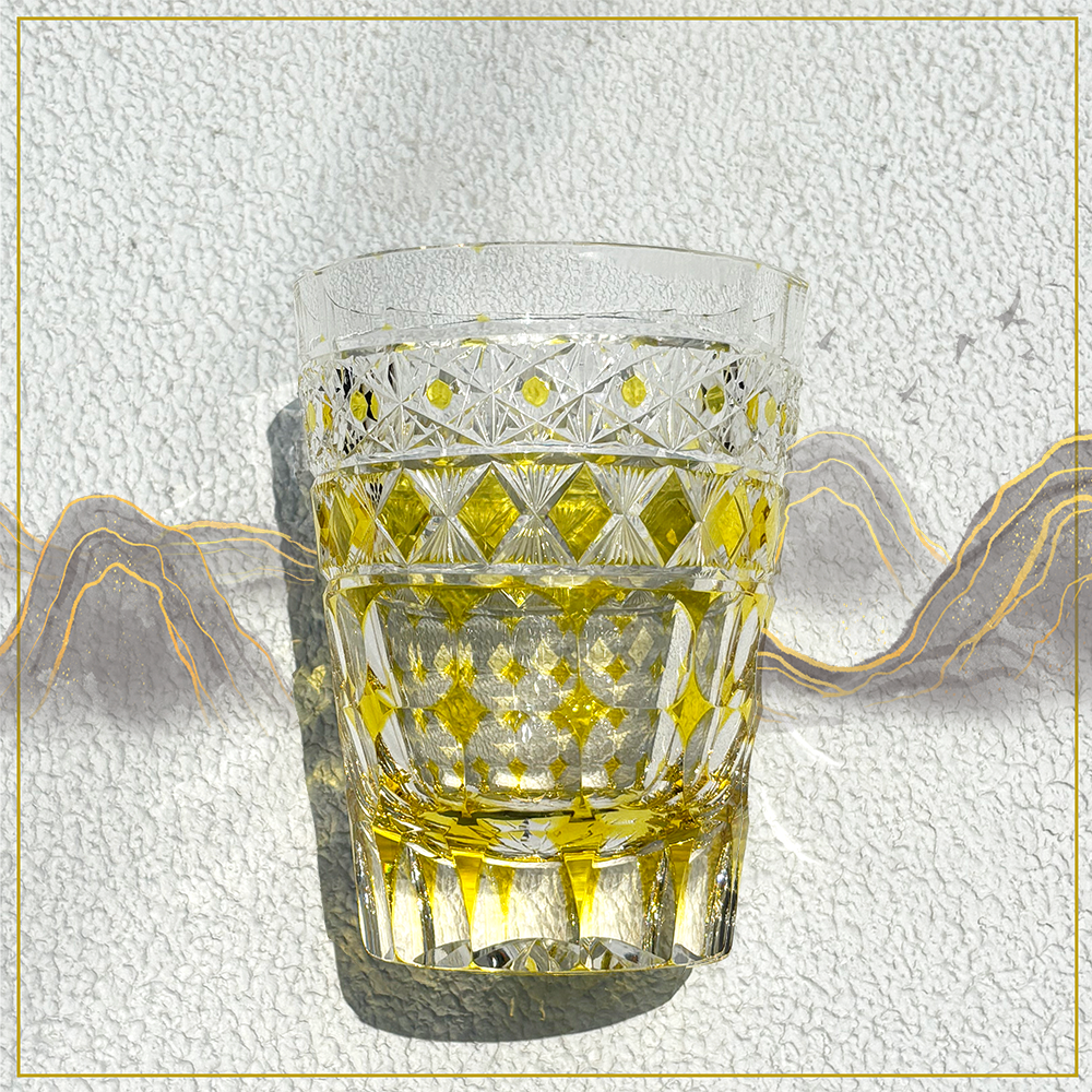 江户切子高端铅料金黄太阳神威士忌酒杯水晶玻璃杯礼物杯礼品杯