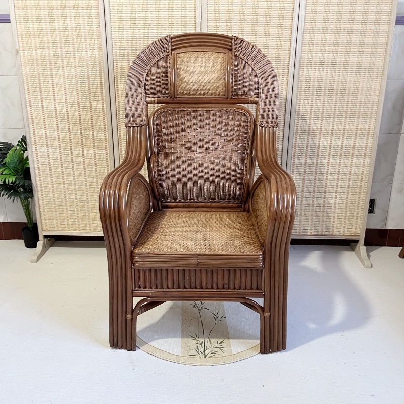 藤椅藤编单人办公室手工简约电脑椅护腰透气老人休闲椅太师椅