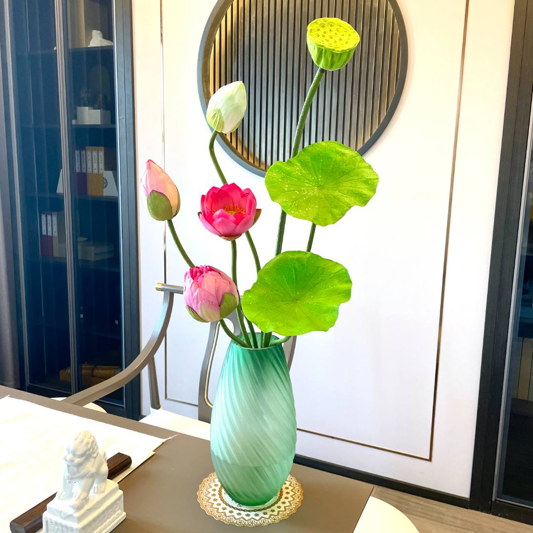 荷花仿真花莲花新中式婚礼插花手工饰品高端品质客厅上档次假花