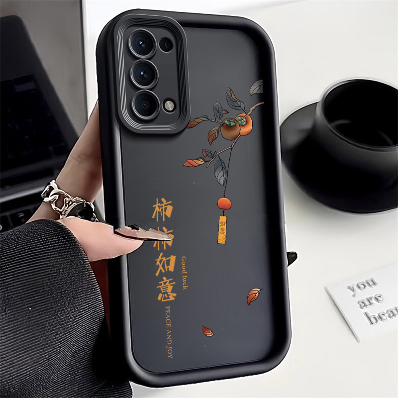 龙年柿柿如意opporeno5pro手机壳PDSM00简约全包高级新款防摔保护