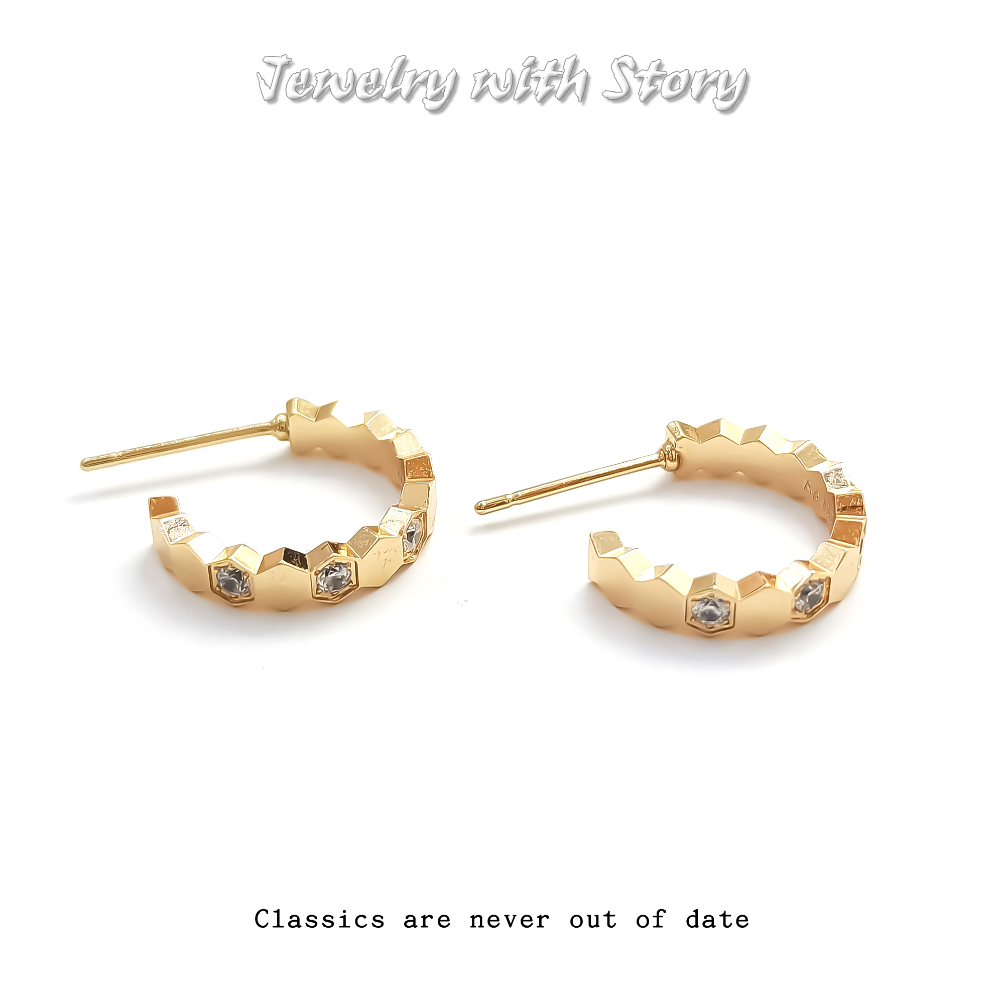 铜合金合成锆石耳饰 MXX-55918 耳饰欧美简约镶嵌百搭时尚气质