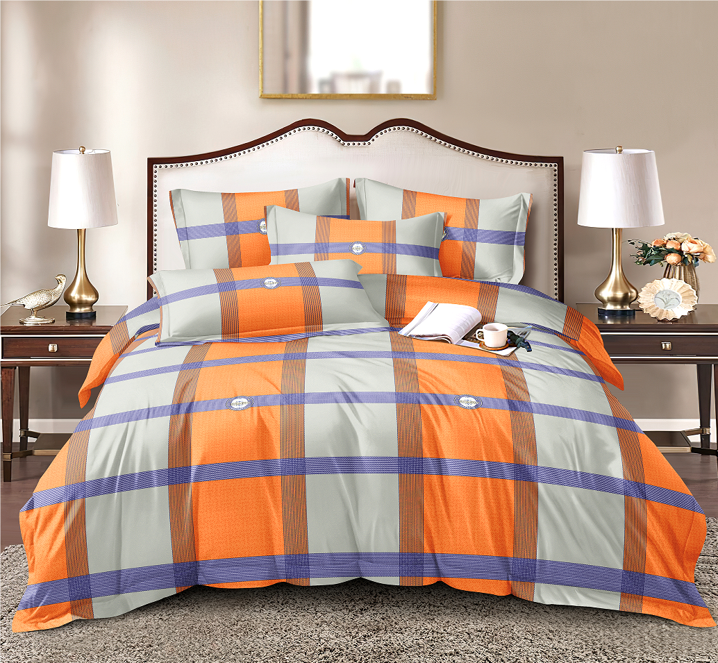 格子橙  双人被套(200X230cm)