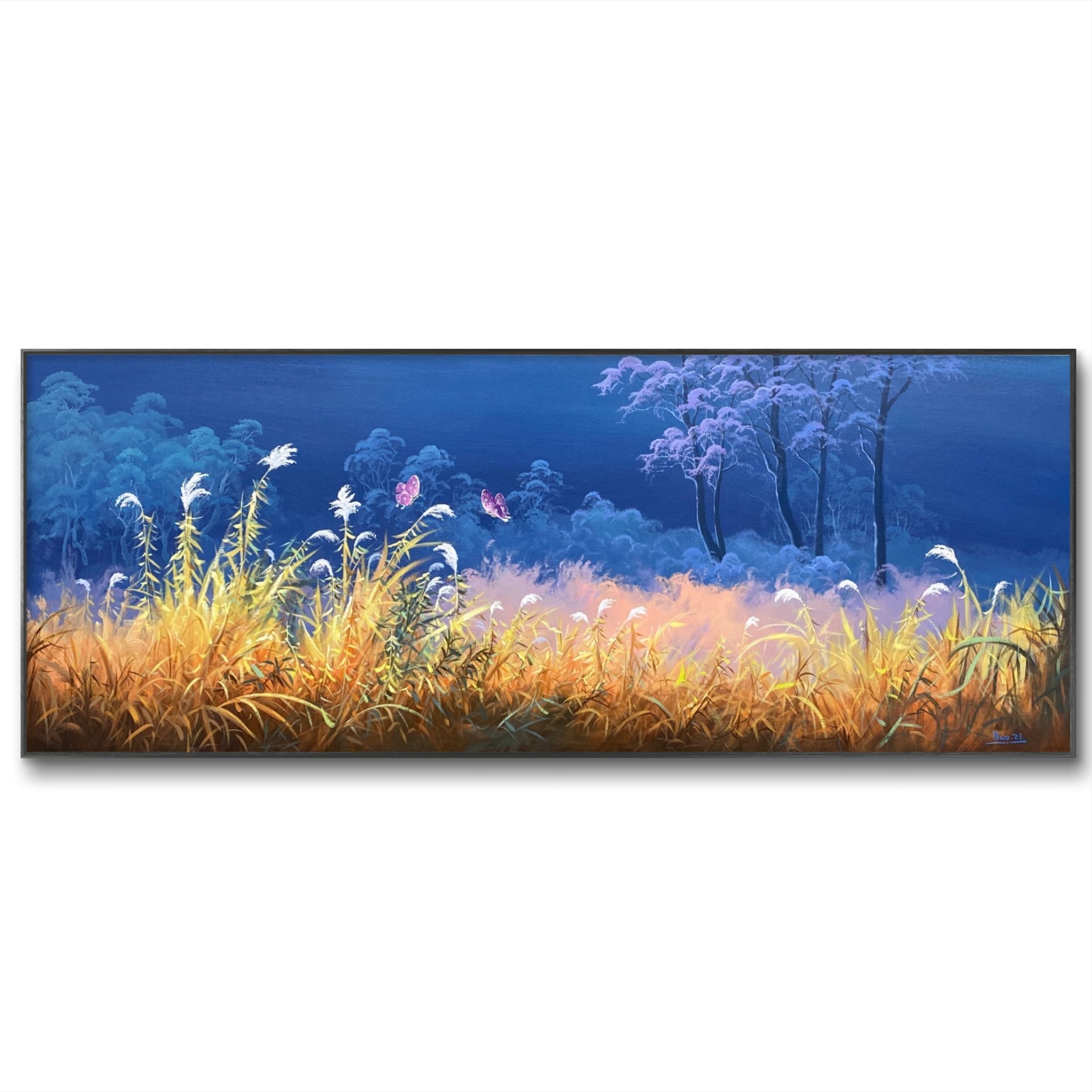 原创印象芦苇风景70cm*180cm油画布手绘油画