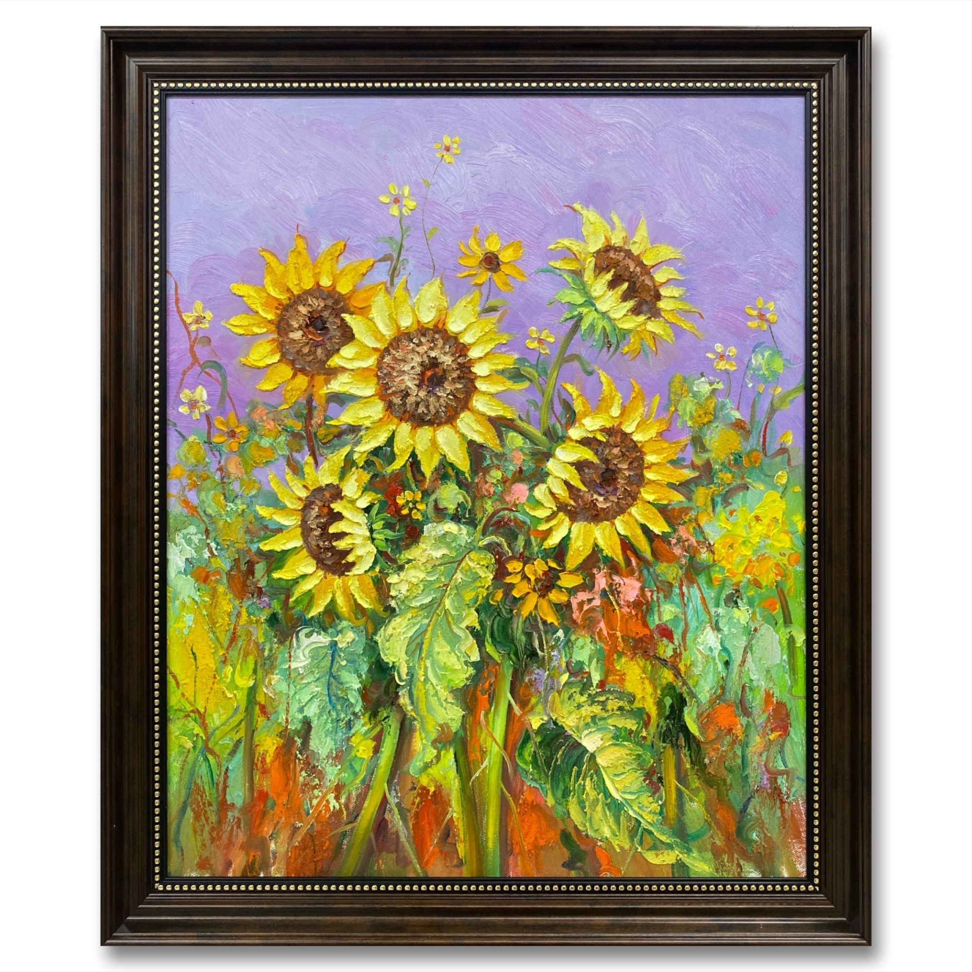 原创刮刀向日葵50cm*60cm油画布手绘油画