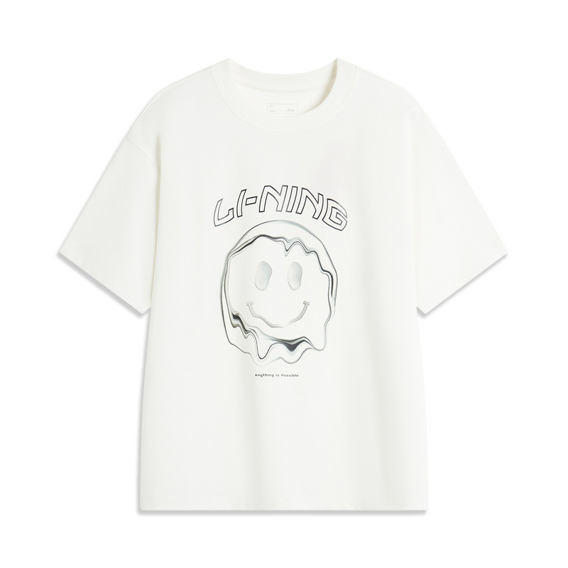 李宁女夏季运动生活潮流休闲短袖文化衫宽松舒适上衣AHSU348-B品